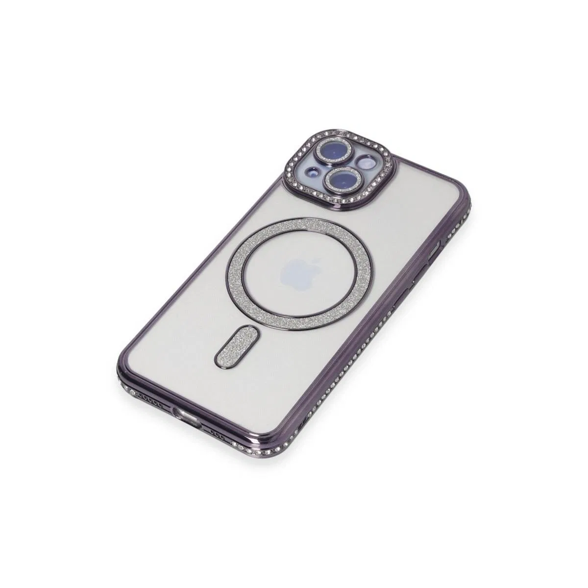 Apple İphone 13 Kılıf Joke Simli Magneticsafe Kılıf - Derin Mor görsel 2