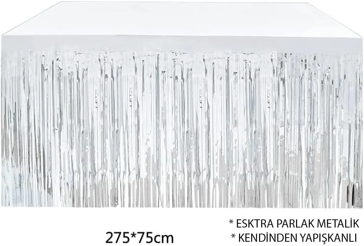 Gümüş Metalize Masa Eteği 275x75 Cm – Kendinden Yapışkanlı görsel 5
