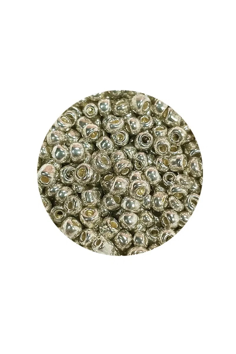 Dökme Cam Kum Boncuk (8/0) 3 mm - 20 Gram - Parlak Gümüş - BNC147 görsel 2