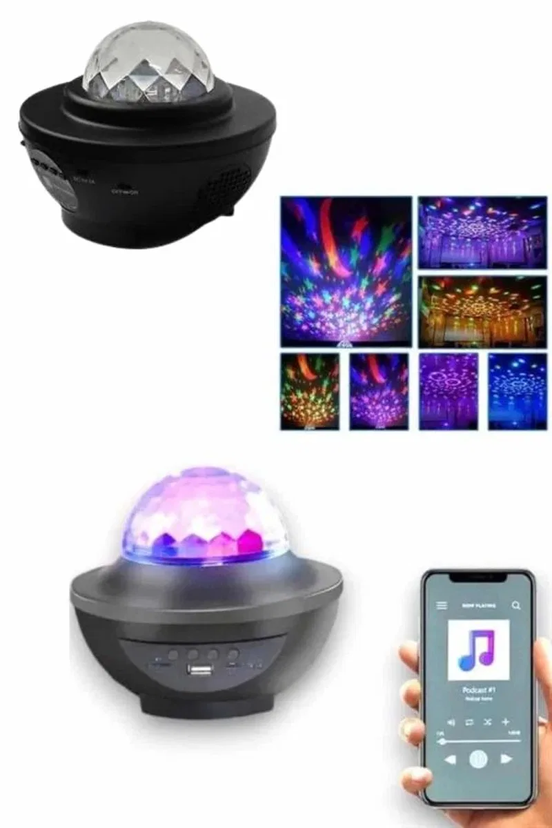 Masa ve Gece Lambası Renkli Projektör Işıklı Disko Topu Bluetooth Hoparlör görsel 4
