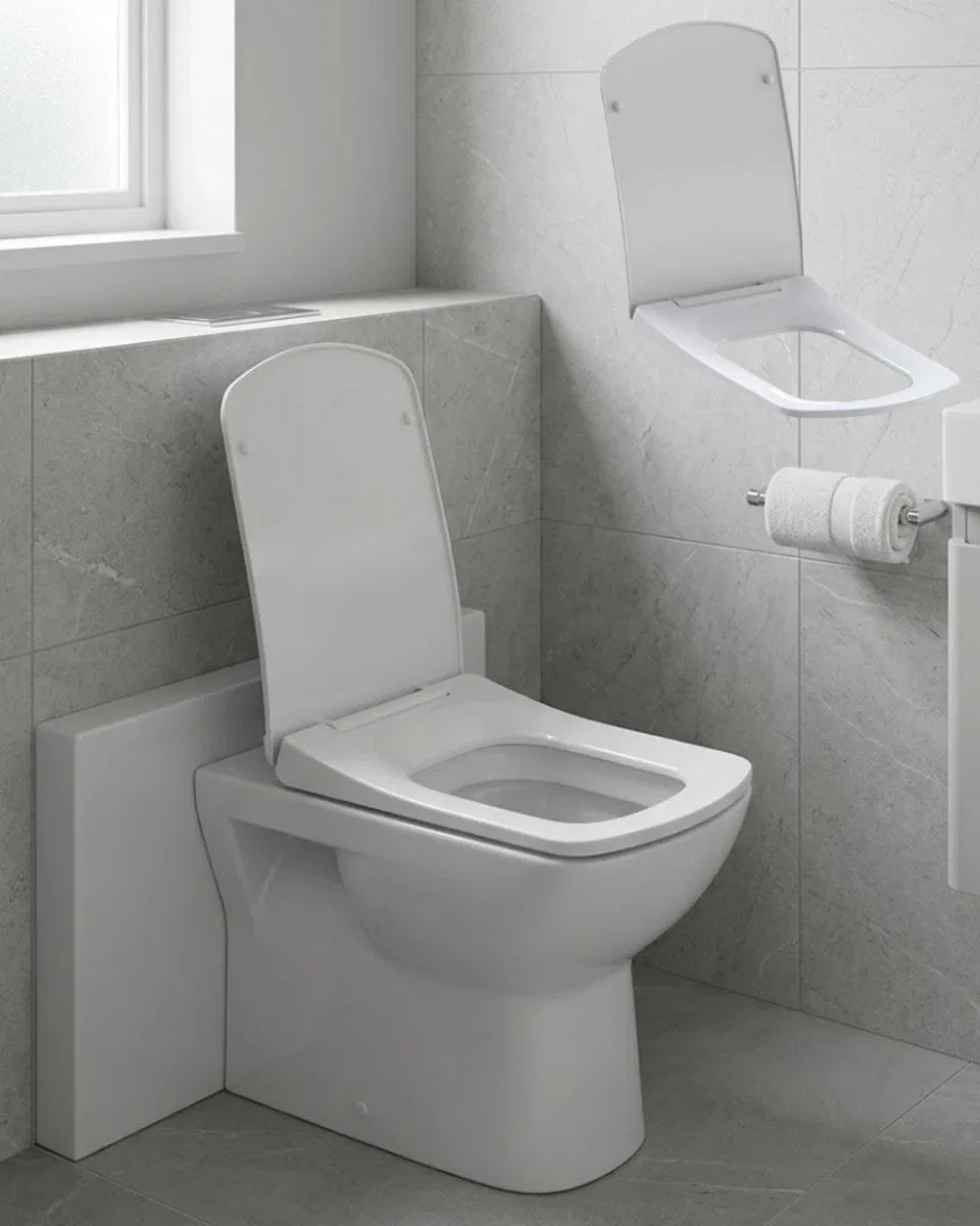 Kare Slim Klozet Kapağı Sessiz Kapanma Dayanıklı Tasarım
