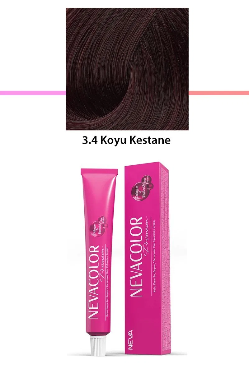 Premium 3. 4 Koyu Kestane - Kalıcı Krem Saç Boyası 50 g Tüp