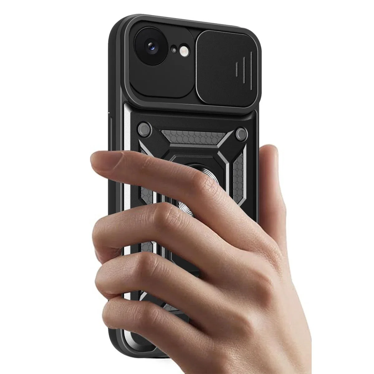 Apple İphone 16e Kılıf Pars Lens Yüzüklü Silikon - Kırmızı görsel 3