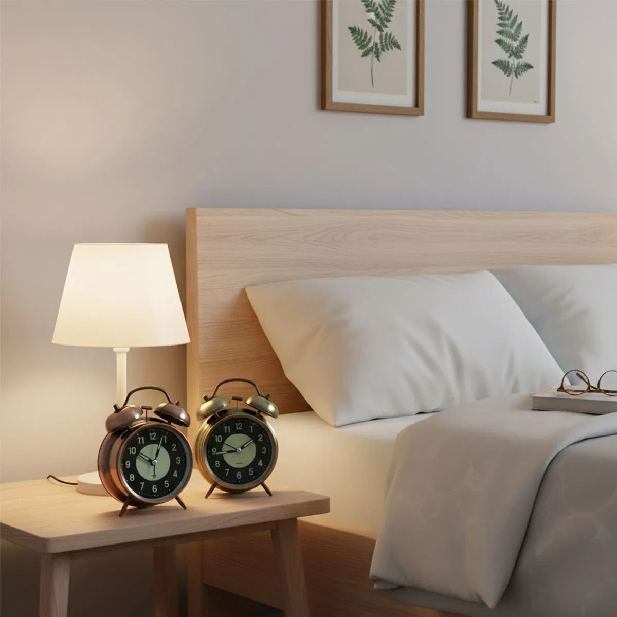 Yuvarlak Metal Çalar Saat 10 cm - Pilli Işıklı Fosforlu görsel 3