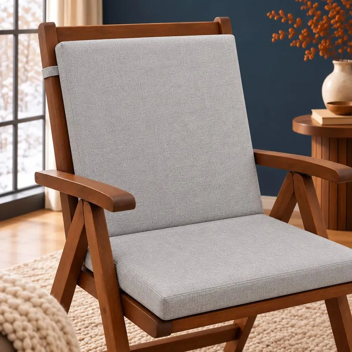 Tek Parça Sırtlıklı Sandalye Minderi · 80 × 40 × 4 cm · Gri · 80 × 40 × 4 cm görsel 2
