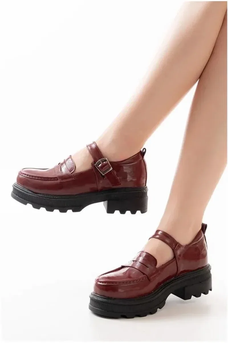 Kadın Rugan Loafer Ayakkabı Ayakkabı Tabanlı Yüksek Casual Rahatlatıcı görsel 3