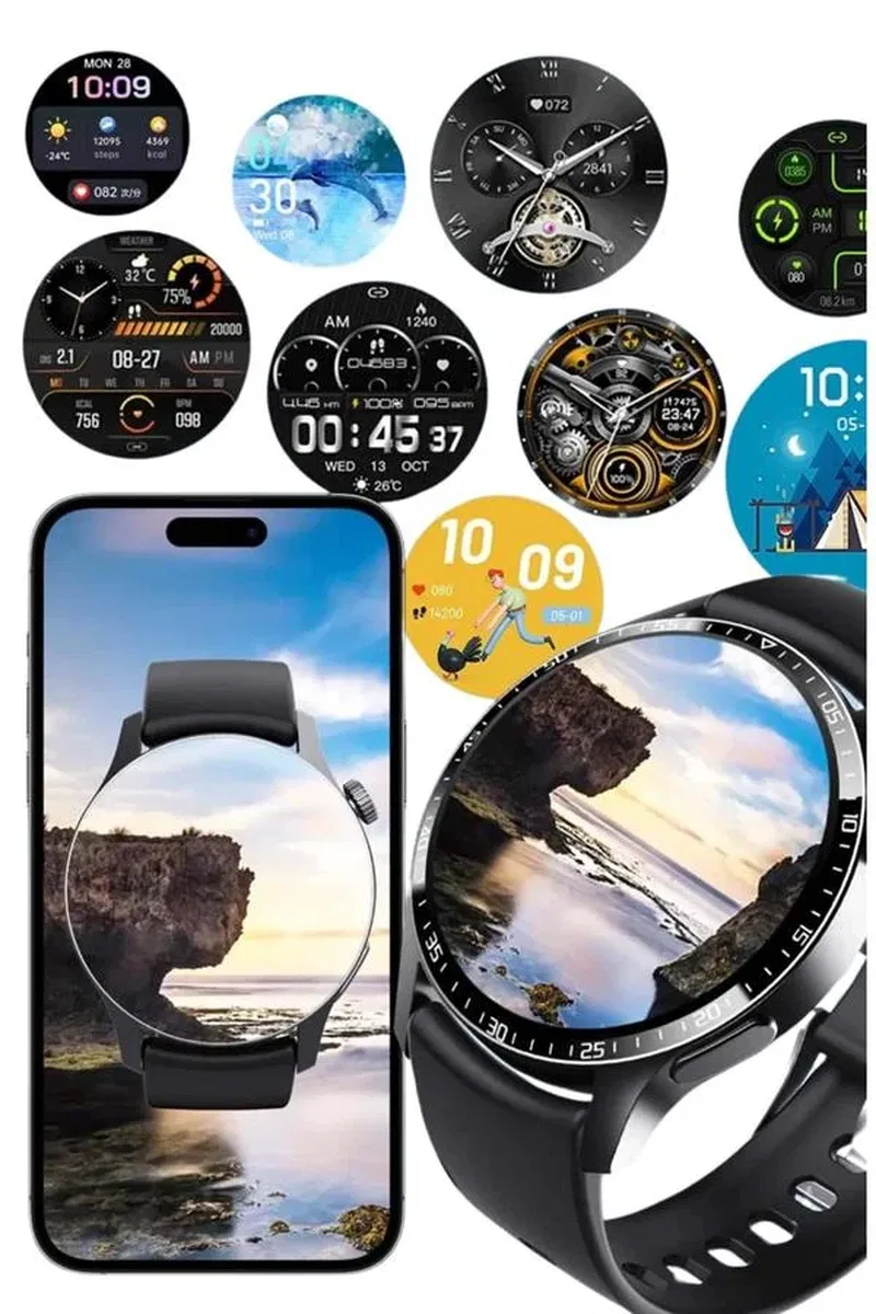 Amoled Ekran Metal Deri Silikon Kordonlu Uyku ve Sağlık Takibi görsel 4