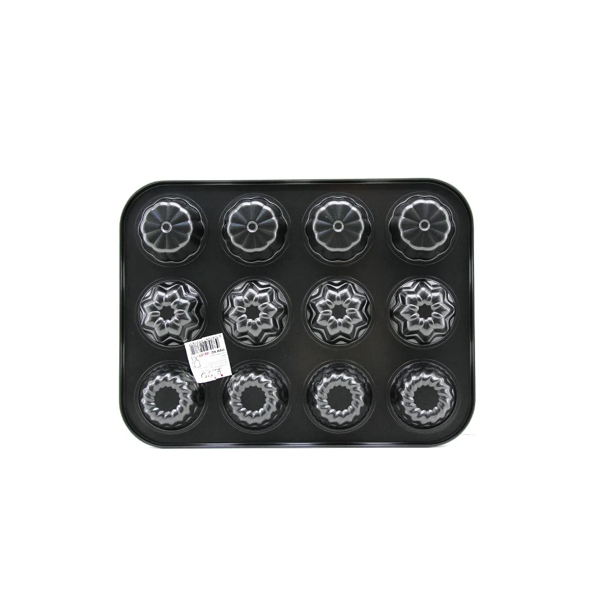 12 Gözlü Metal Muffin Kek Kalıbı - Siyah görsel 3