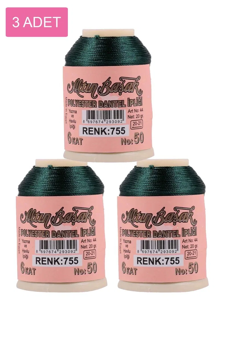 3 Adet Altınbaşak Oya ve Dantel İpi 20 gr - Royaleks - No: 755