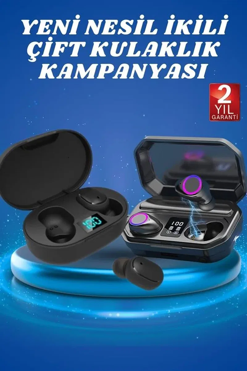 Çift Kulaklık Kampanyası Dokunmatik Kontrol Kulak İçi Yüksek Ses Kaliteli Mikrofonlu görsel 2