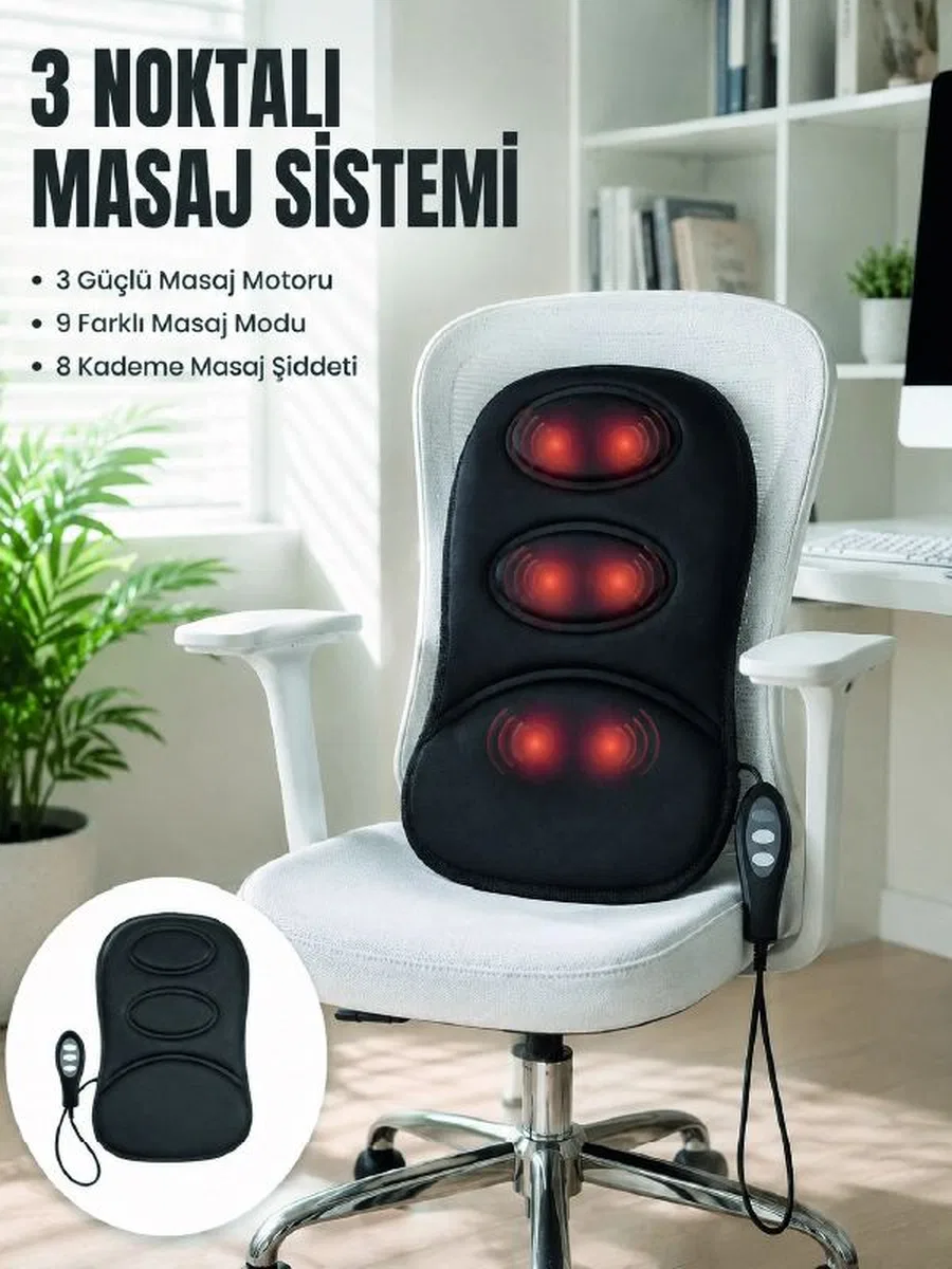 Titreşimli Masaj Koltuk Minderi Kademe Şiddet Ayarlı Isıtma Fonksiyonlu Masaj Pedi