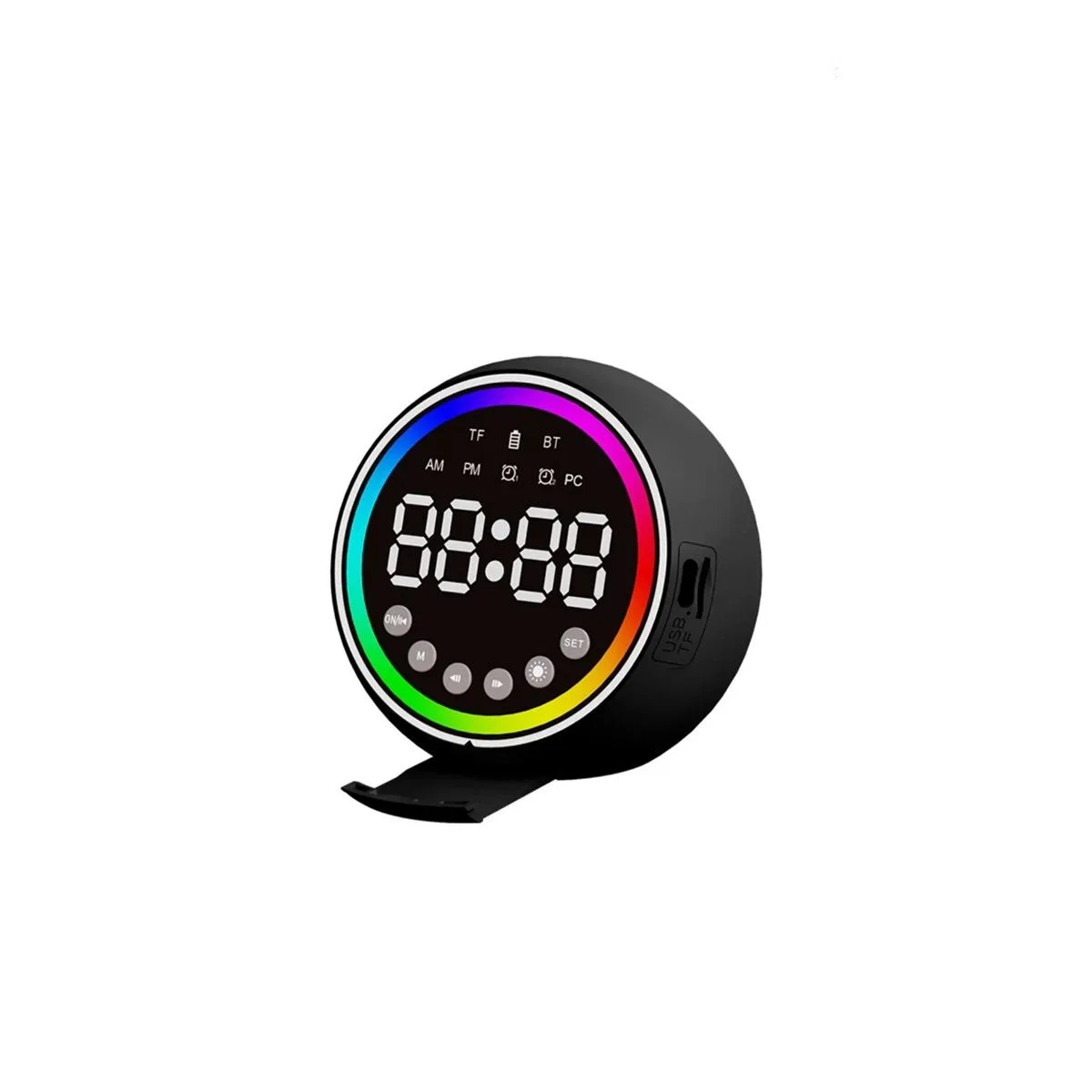 Mini Bluetooth Hoparlör Dijital Saat & Alarm USB Şarjlı Işıklı 5W görsel 4