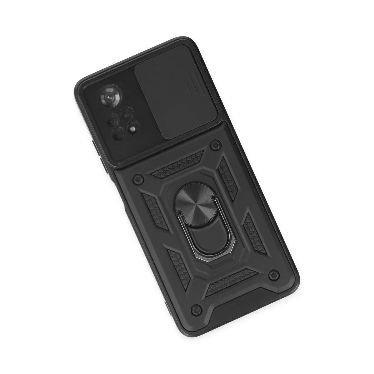 Xiaomi Poco X4 Pro 5g Kılıf Pars Lens Yüzüklü Silikon - Siyah görsel 3