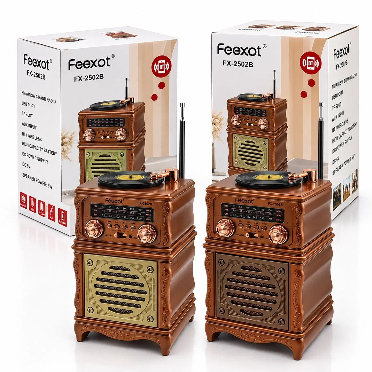 Retro Radyo Hoparlör AM FM SW Bluetooth USB Type-C Şarjlı görsel 2