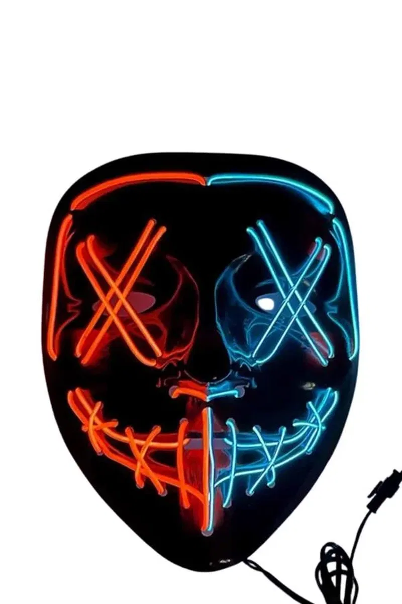 Hallowen Parti Maskesi Neon Led Işıklı Maske 3 Modlu Cadılar Bayramı Maskesi görsel 5