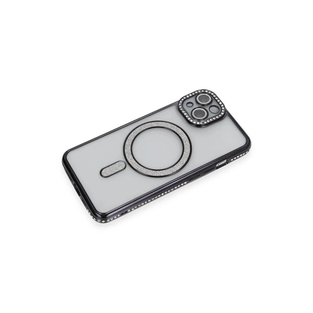 Apple İphone 13 Kılıf Joke Simli Magneticsafe Kılıf - Siyah görsel 3