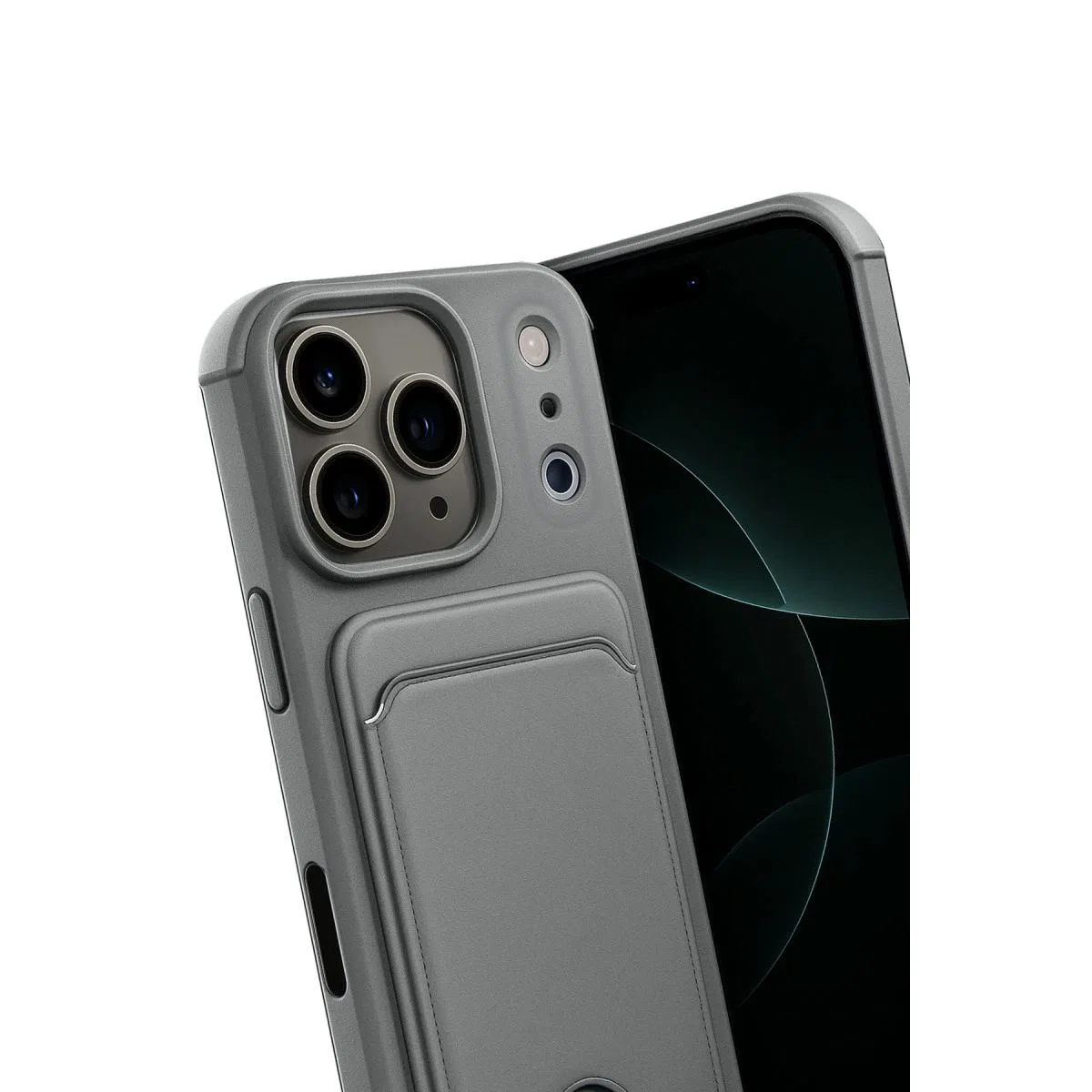 Apple İphone 17 Pro Max Kelvin Kartvizitli Silikon - Gri görsel 3