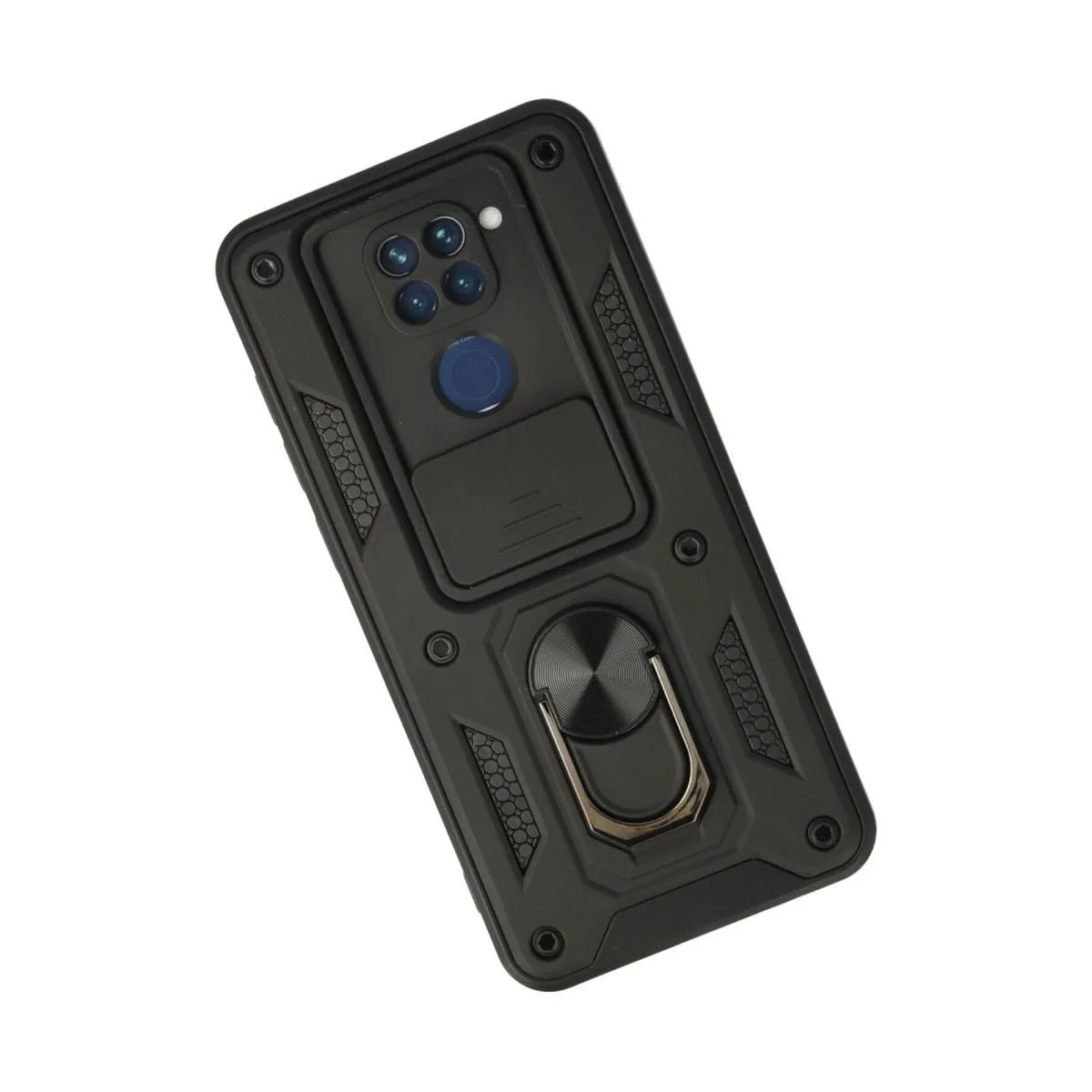 Xiaomi Redmi Note 9 Kılıf Pars Lens Yüzüklü Silikon - Siyah görsel 2