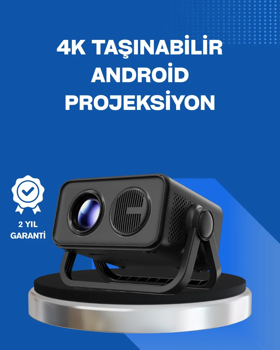 Android TV 11 İşletim Sistemli Elektrikli Odaklama Projektör