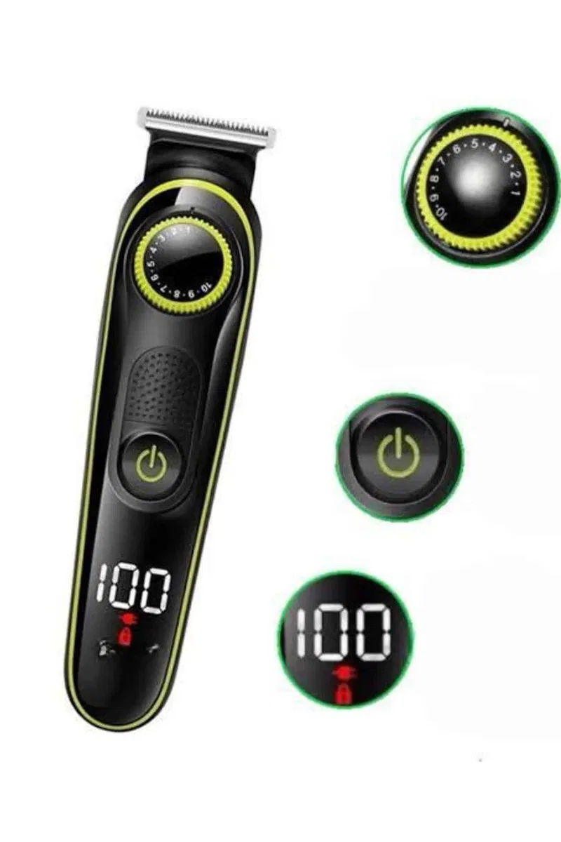 5 Başlıklı Şarjlı Tıraş Makinesi Led Ekran Saç Sakal Ense Tıraşına Uygun Bakım Seti görsel 2