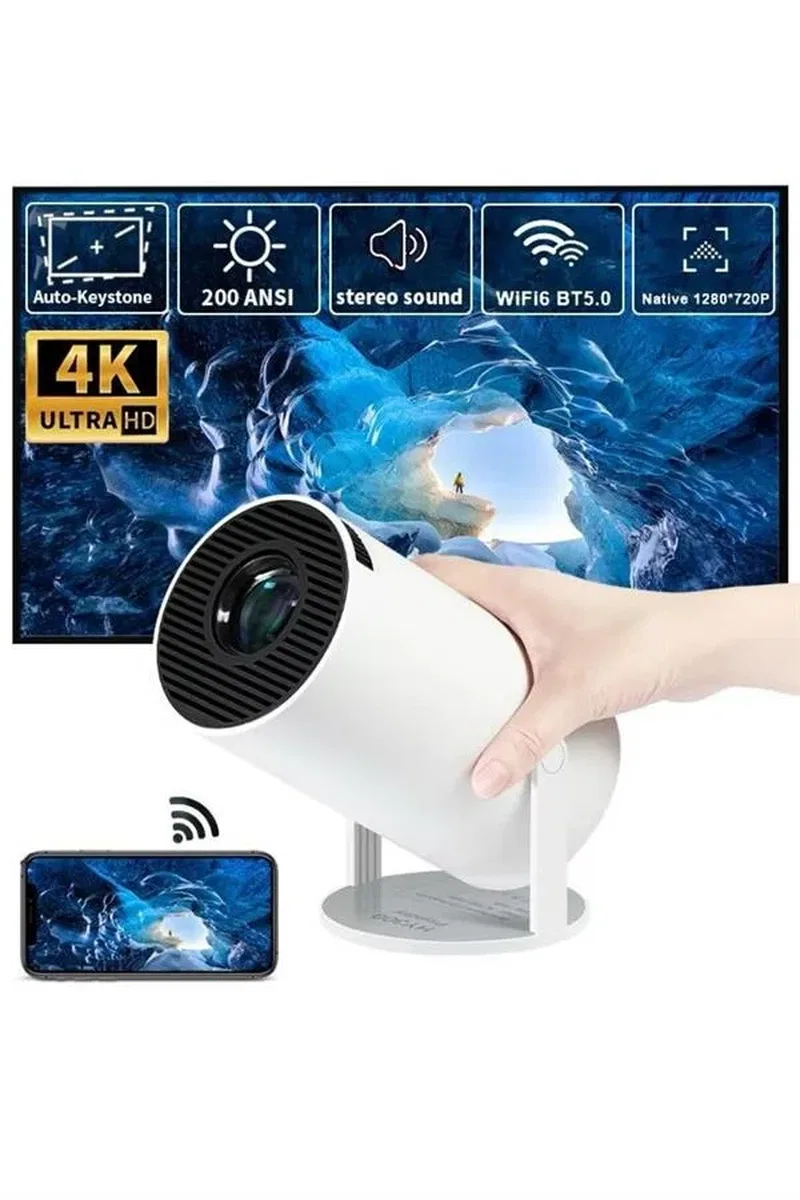 Ayaklı Projeksiyon Taşınabilir Mini Projektör Sinema Projektörü Android görsel 5
