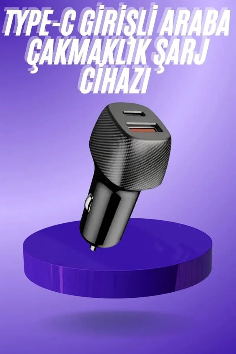 38W USB Type-C Girişli Oto Çakmaklık Araç İçi Hızlı Şarj Çakmaklık Şarj Aleti görsel 2
