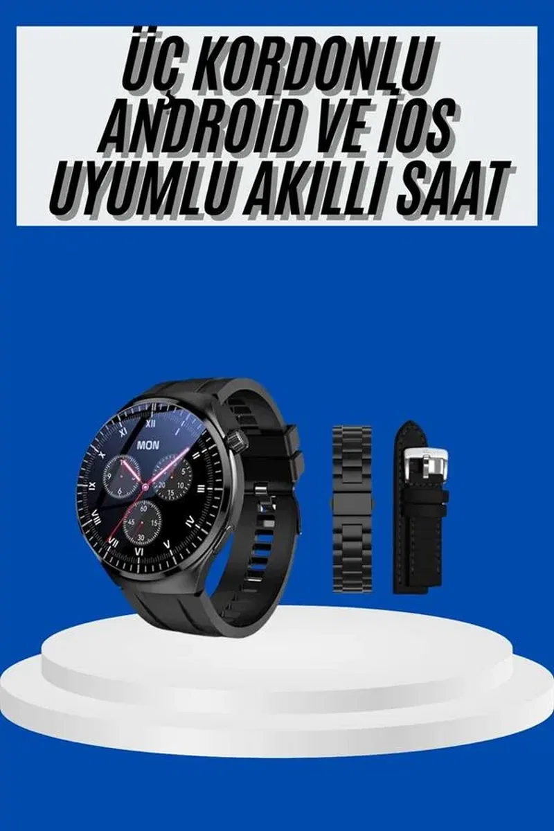 Amoled Ekran Akıllı Saat Üç Kordonlu İOS Android Uyumlu görsel 2