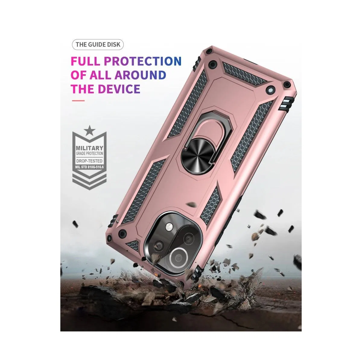 Xiaomi Mi 11 Lite Kılıf Sofya Yüzüklü Silikon Kapak - Rose görsel 4