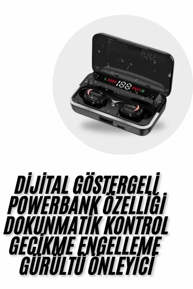 Bluetooth Kulaklık Dijital Şarj Göstergeli Powerbankli Bass Özellikli Kablosuz Kulakiçi 5. 1 Mikrofonlu görsel 2