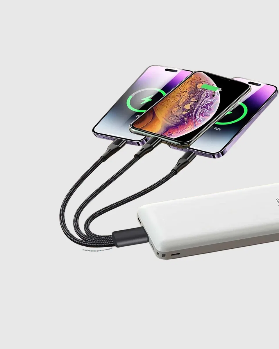 3’ü 1 Arada Şarj Kablosu Type-C iOS Android Uyumlu Hızlı ve Güvenli Şarj görsel 5