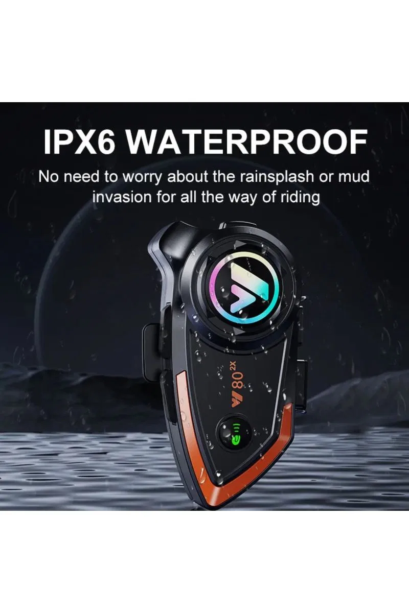 Yeni Model Y80-2x Motosiklet İntercom 2 Kişilik Bağlantı Rgb Işıklı Bluetooth Kulaklık Seti görsel 4