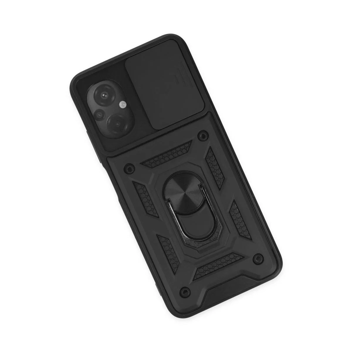 Xiaomi Poco M5 Kılıf Pars Lens Yüzüklü Silikon - Siyah görsel 3