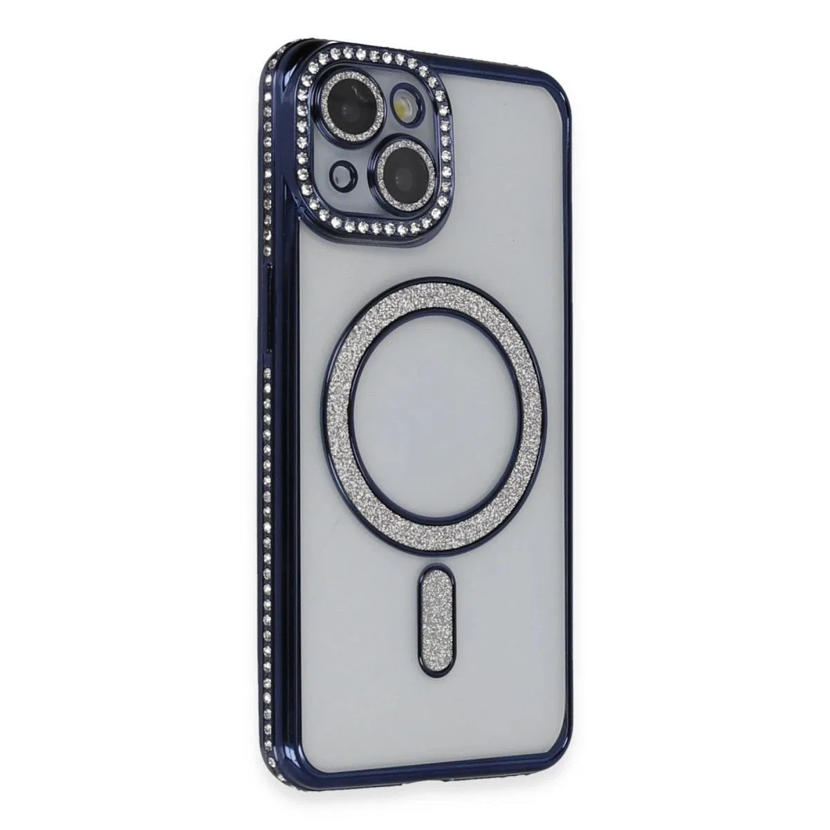 Apple İphone 13 Kılıf Joke Simli Magneticsafe Kılıf - Lacivert