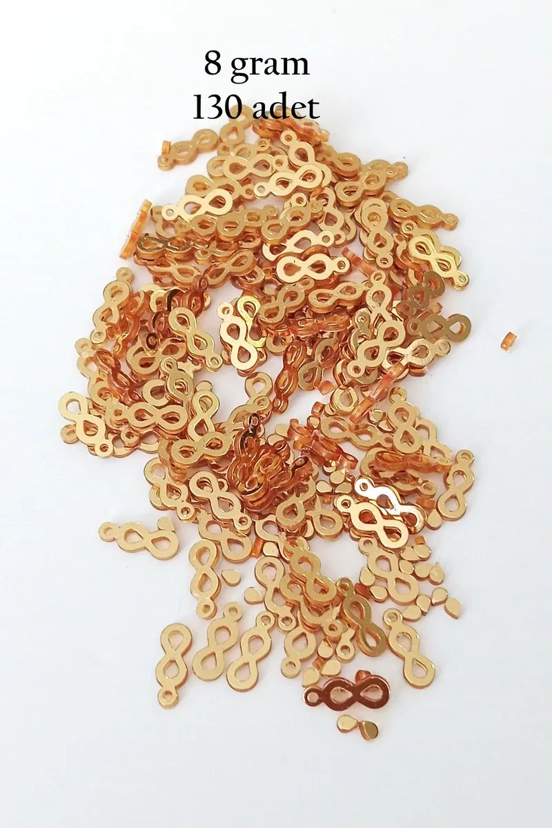 Oya Abiye Bileklik Kolye Pleksi Metalik Plastik Pul Altın Renk 8 gram 130 adet - BNC487