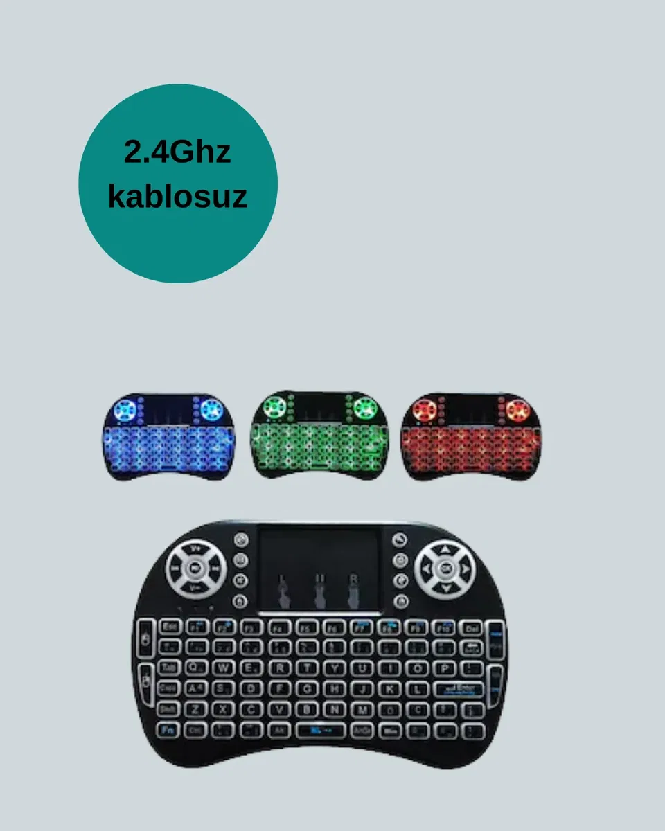 Işıklı Kablosuz Mini Klavye – 2. 4 GHz, Dokunmatik Mouse Özellikli görsel 4