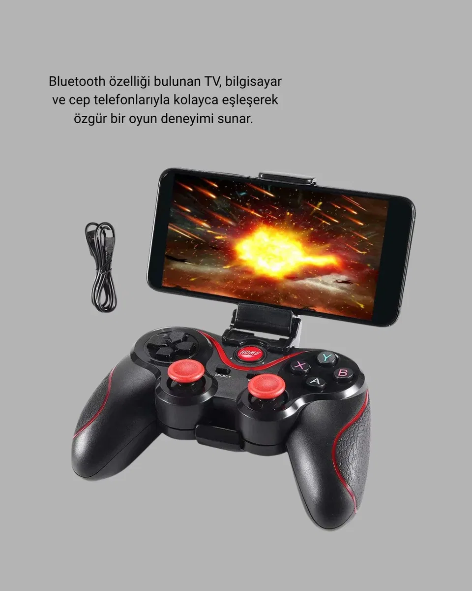 Bluetooth Gamepad Kablosuz Oyun Kumandası Tek Cihaz Destekli görsel 2