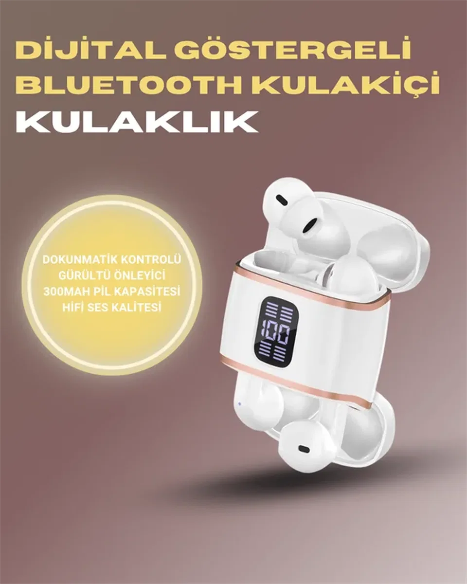 Bluetooth 5. 3 Kulaklık – 4 Adet, Çift Kulaklıklı, Dijital Göstergeli, ANC + ENC görsel 2