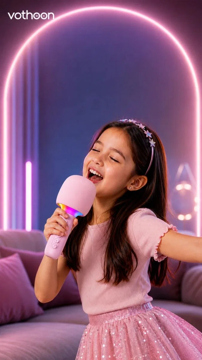 Çocuk Ve Yetişkin Karaoke Mikrofonu Kablosuz Rgb Ambiyans Işığı Ses Değiştirme Modlu Hoparlör görsel 4