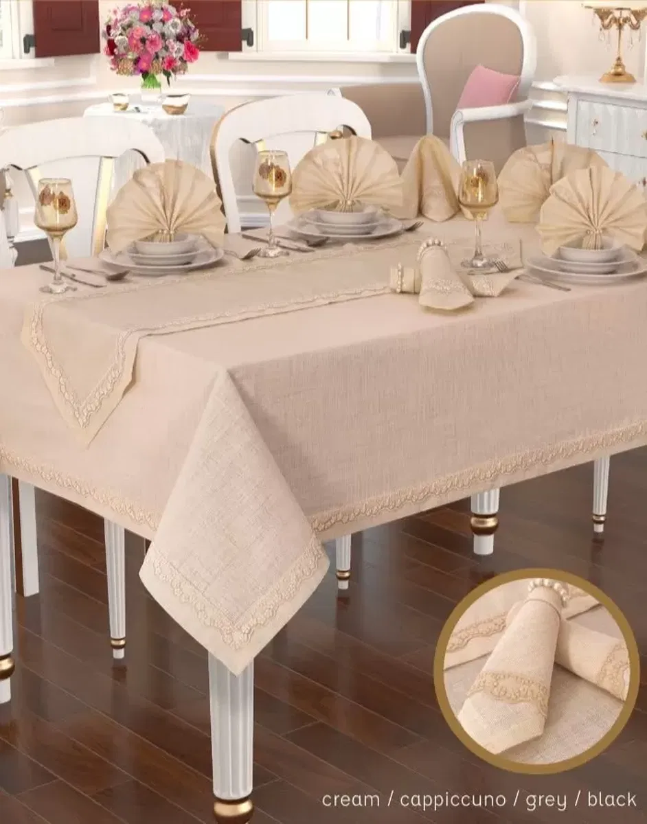 Zara Linen 12 Kişilik 26 Parça 155 × 220 cm Premium Sofra Takımı görsel 3