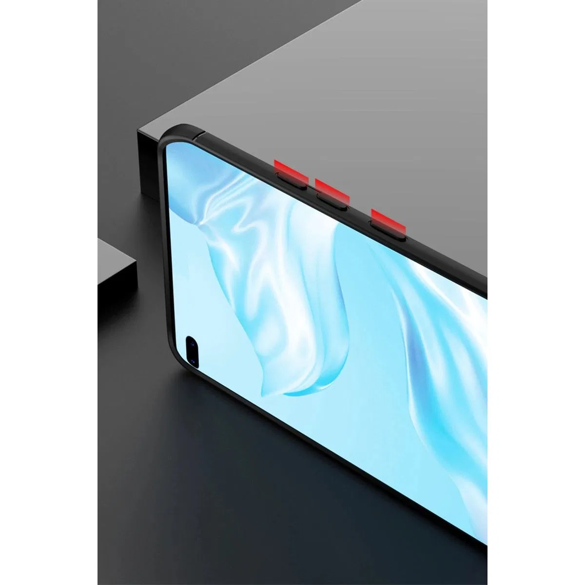 Huawei P40 Pro Kılıf Range Yüzüklü Silikon - Siyah-mavi görsel 7