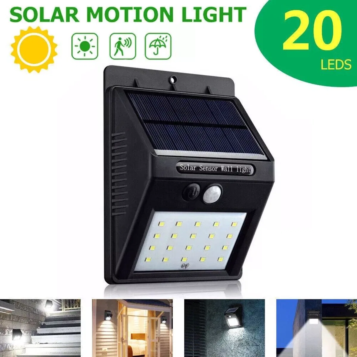 20 Ledli Hareket Sensörlü Dış Mekan Solar Lamba görsel 3