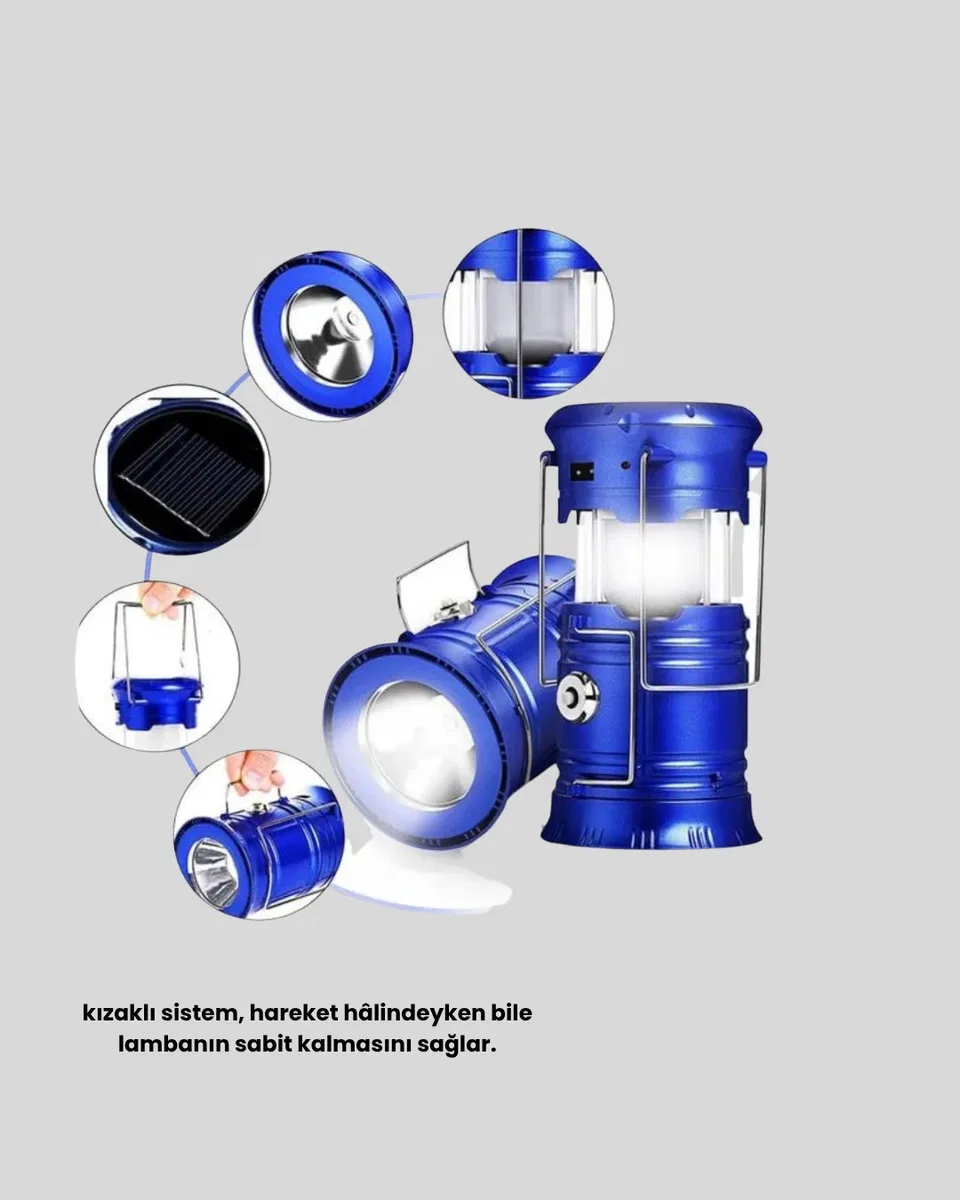 Güneş Enerjisiyle Çalışan Kamp Feneri Hafif Portatif Uzun Ömürlü görsel 3