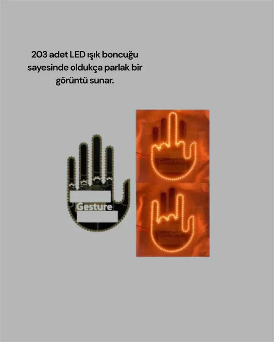 Kablosuz Kumandalı LED Jest Işığı – 3 Modlu Araba Arkası Mesaj Işığı, 203 LED ile Yüksek Parlaklık görsel 2
