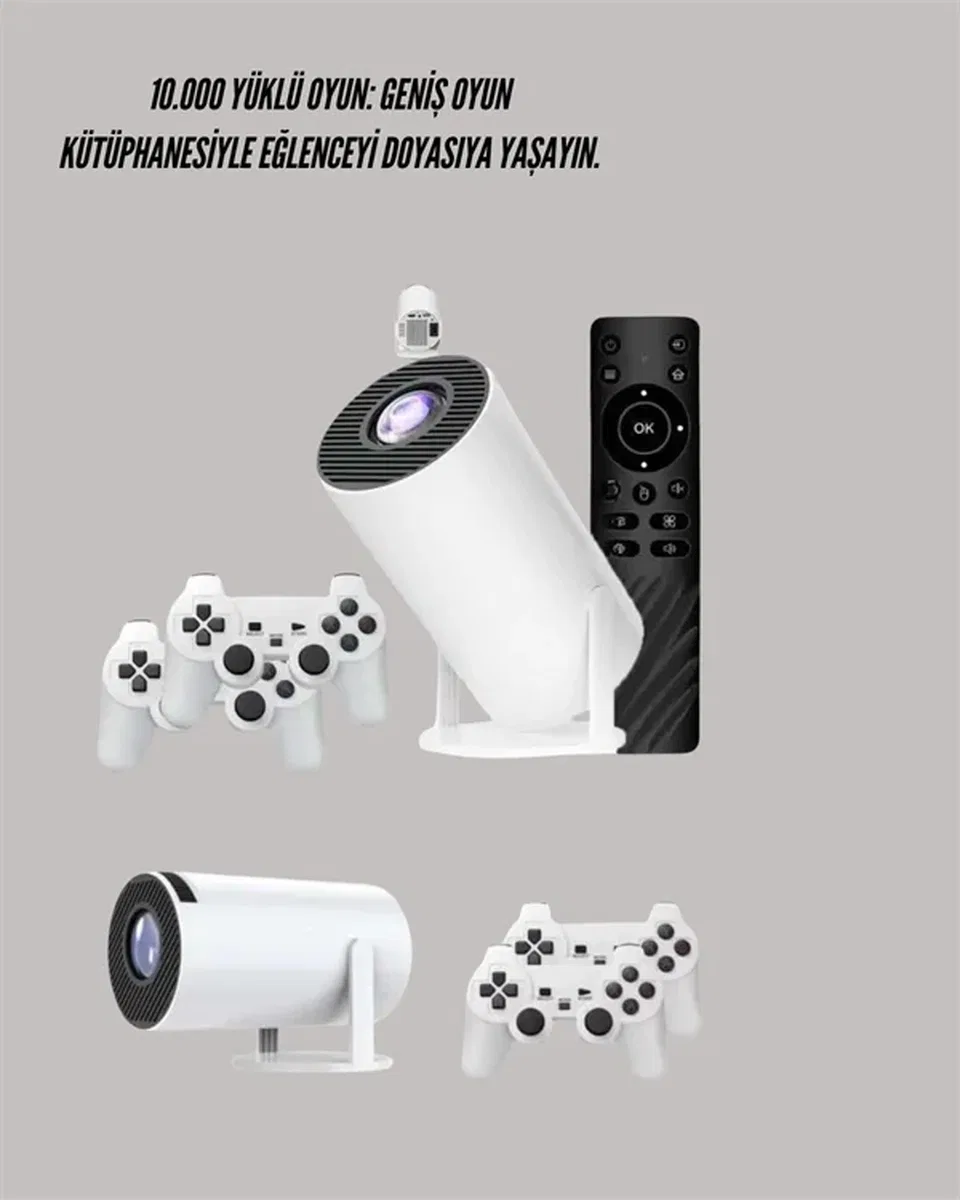 10. 000 Oyun Destekli, Çift Kollu 4K Projeksiyon – HDMI, USB, AUX, Ethernet Yok Yeni Nesil görsel 3