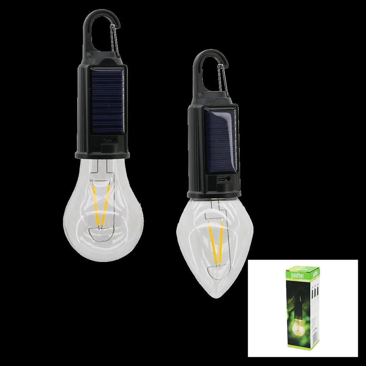 Solar USB Şarjlı Seyyar Kamp Lambası (Mandallı Kancalı, 3 Kademe) görsel 3
