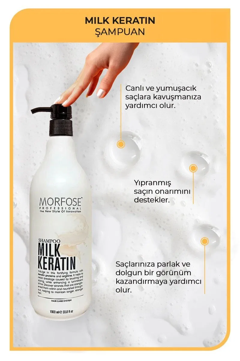 Milk Keratin Şampuan 1000 ML - Besleyici Koruyucu Etki görsel 3