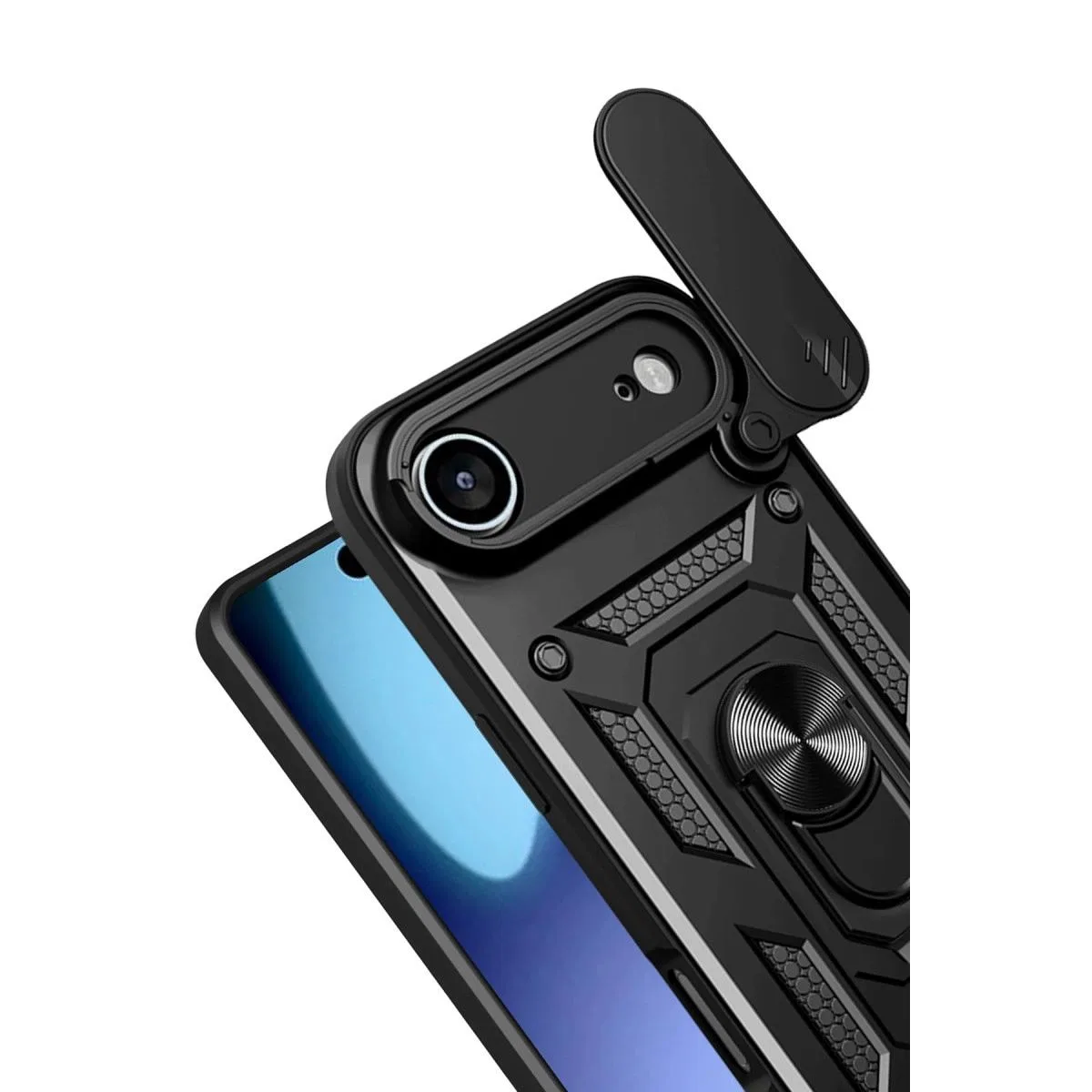 Apple İphone 17 Air Pars Lens Yüzüklü Silikon - Siyah görsel 3