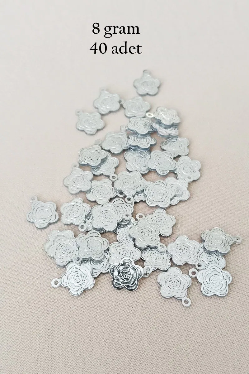 Oya Abiye Bileklik Kolye Pleksi Metalik Plastik Pul Gümüş Renk 8 gram 40 adet - BNC524