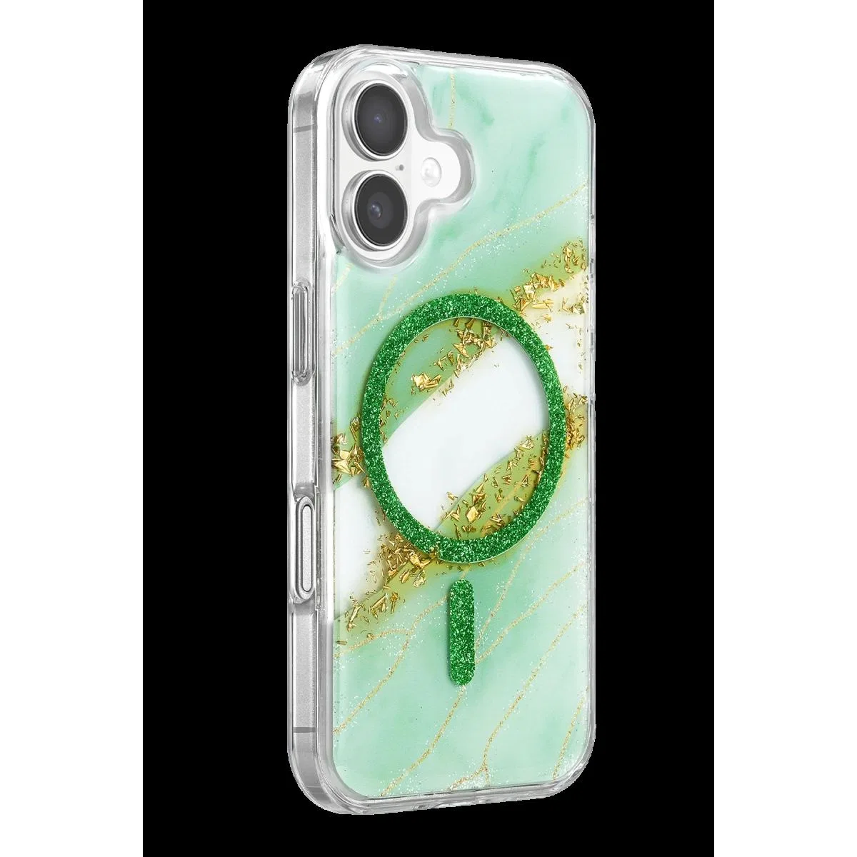 Onegif Apple İphone 16 Lotus Simli Magsafe Kapak - Yeşil görsel 2