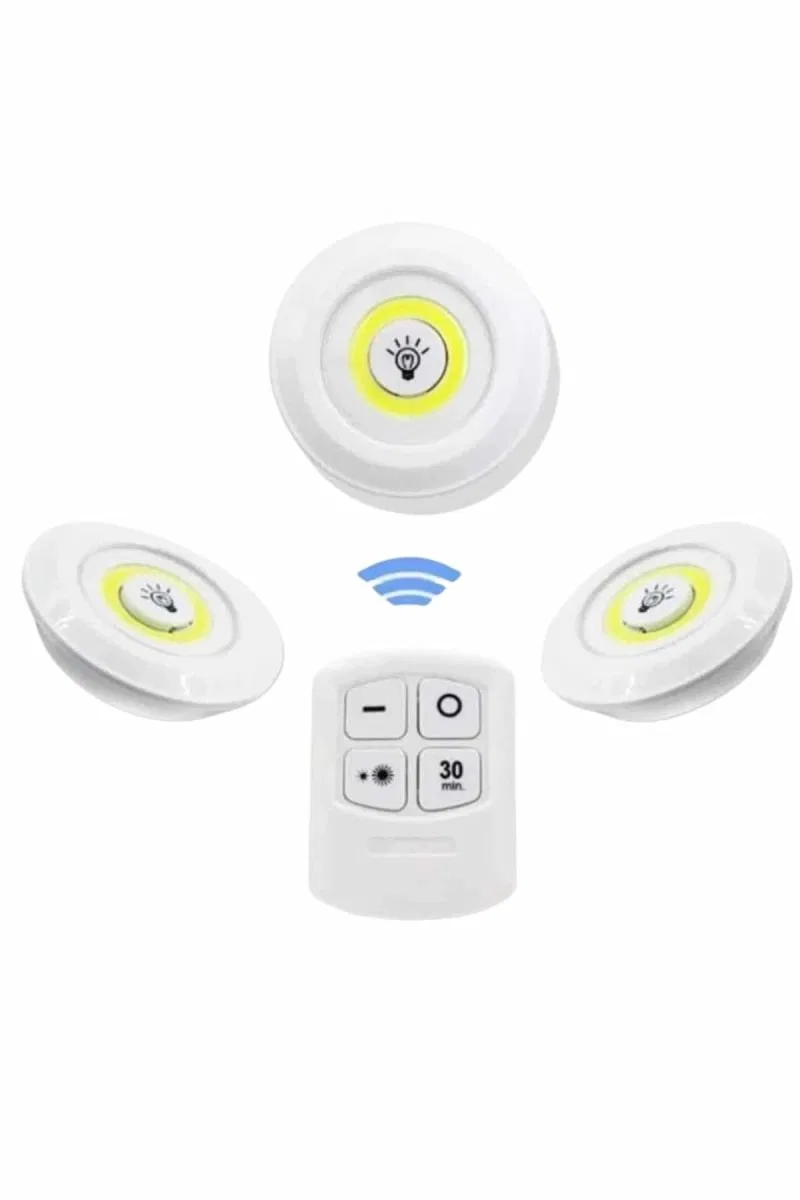 Dolap Işığı Mutfak Rafı Işığı Uzaktan Kumandalı 3 Lü Spot Led Lamba görsel 4